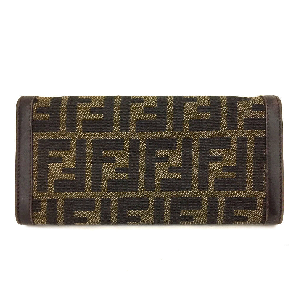Fendi Zucca Canvas Leather Bifold Long #89078F81 - Picture 4 of 8